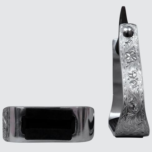 HILASON 3" Neck Western Aluminium Slanted Horse Stirrups Floral Engraved in Saudi Arabia