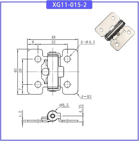 Shaped Stainless Steel Damping Hinge Adjustable Torque Buffering and Folding 1Pcs(XG11-015-1) in Saudi Arabia