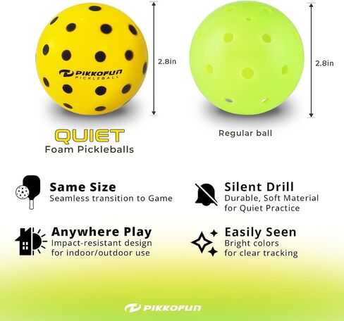 Silent Pickleball Balls - Quiet Foam Pickleballs for Indoor and Outdoor Practice - Includes 3 Balls and Tube - 3 Pack Soft Pickleballs in Saudi Arabia