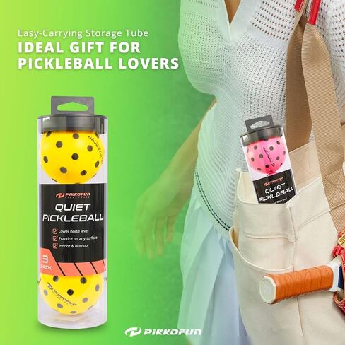 Silent Pickleball Balls - Quiet Foam Pickleballs for Indoor and Outdoor Practice - Includes 3 Balls and Tube - 3 Pack Soft Pickleballs in Saudi Arabia