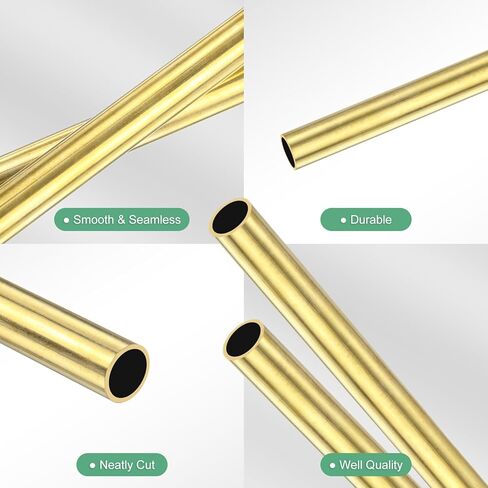 2-Pack 300mm Brass Round Tube, 10mm OD 1mm Wall Thickness H62 Brass Seamless Tubing for Construction/Machining/DIY Crafting, Metal Straight Pipe [0.39x0.04x11.81IN] in Saudi Arabia