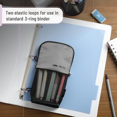Mr. Pen- قلم القلم القلم الرصاص حقيبة ، Sit & Lay Mesh-View Design ، Black & Yellow ، Interior Pocket و 2 Loats Minting Binder ، حالة قلم رصاص لطيف للفتيات والفتيان in Saudi Arabia