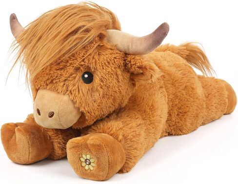 Highland Cow Stuffed Animals with Mooing Sound, Adorable Fluffy Plush Stuffed Animal Highland Cattle, Cute Soft Plushie Highland Cow Toys for Kids Adults & Children Boys Girls Gifts, 15 Inches in Saudi Arabia