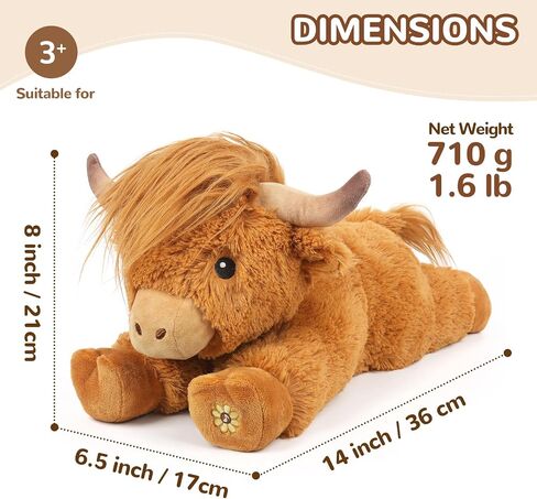 Highland Cow Stuffed Animals with Mooing Sound, Adorable Fluffy Plush Stuffed Animal Highland Cattle, Cute Soft Plushie Highland Cow Toys for Kids Adults & Children Boys Girls Gifts, 15 Inches in Saudi Arabia