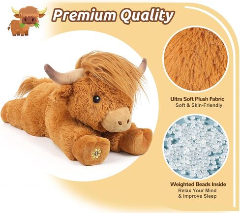 Highland Cow Stuffed Animals with Mooing Sound, Adorable Fluffy Plush Stuffed Animal Highland Cattle, Cute Soft Plushie Highland Cow Toys for Kids Adults & Children Boys Girls Gifts, 15 Inches in Saudi Arabia