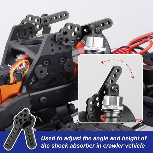 4 قطع معدنية CNC RC سيارة ممتص الصدمات جبل ضبط ارتفاع زاوية الوقوف لمحور SCX10 90046 D90 D110 SCX10III RC الزاحف ترقيات (أسود) in Kuwait