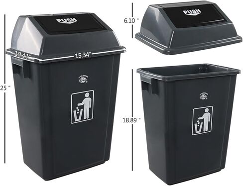 4-Pack 13 Gallon Plastic Kitchen Trash Cans with Swing Lid, Durable Commercial Swing Top Garbage Bin for Office, Patio, Restaurant, Garage in Saudi Arabia