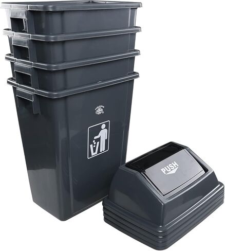 4-Pack 13 Gallon Plastic Kitchen Trash Cans with Swing Lid, Durable Commercial Swing Top Garbage Bin for Office, Patio, Restaurant, Garage in Saudi Arabia