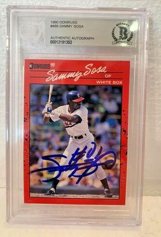 Sox Sammy Sosa Signed 1990 Donruss RC Card Beckett BAS Slabbed #489 - Baseball Slabbed Autographed Cards in Saudi Arabia