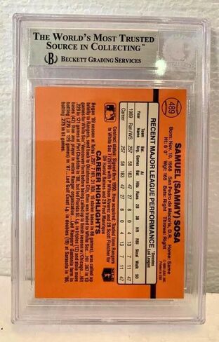 Sox Sammy Sosa Signed 1990 Donruss RC Card Beckett BAS Slabbed #489 - Baseball Slabbed Autographed Cards in Saudi Arabia
