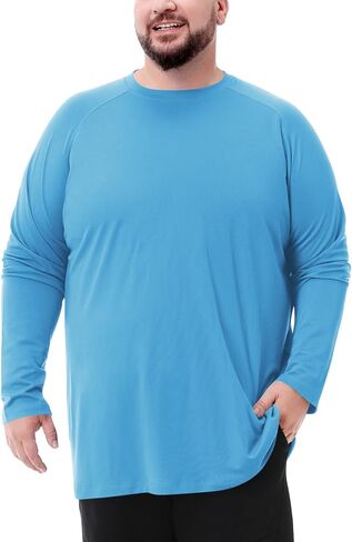 رجالي كبيرة وطويلة الأكمام قميص حماية الشمس UPF 50+ غارد غارد جاف سريع (2xl-8xl) in Kuwait