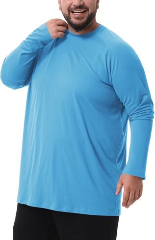 رجالي كبيرة وطويلة الأكمام قميص حماية الشمس UPF 50+ غارد غارد جاف سريع (2xl-8xl) in Kuwait