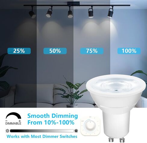 DAYBETTER GU10 LED Light Bulbs, Dimmable GU10 Bulb Replacement for Track Lighting, 5.5w Equivalent 50W, 500 LM Daylight White 5000K, MR16 LED Bulb for Kitchen, Range Hood, Living Room, 12 Pack in Kuwait