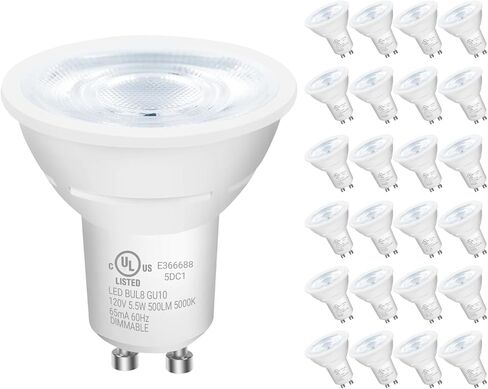 DAYBETTER GU10 LED Light Bulbs, Dimmable GU10 Bulb Replacement for Track Lighting, 5.5w Equivalent 50W, 500 LM Daylight White 5000K, MR16 LED Bulb for Kitchen, Range Hood, Living Room, 12 Pack in Kuwait