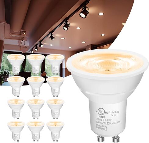 DAYBETTER GU10 LED Light Bulbs, Dimmable GU10 Bulb Replacement for Track Lighting, 5.5w Equivalent 50W, 500 LM Daylight White 5000K, MR16 LED Bulb for Kitchen, Range Hood, Living Room, 12 Pack in Kuwait
