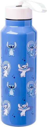 Silver Buffalo Disney Lilo and Stitch Stainless Steel Water Bottle with Strap Featuring Stitch and Angel, 27 Ounces in Saudi Arabia