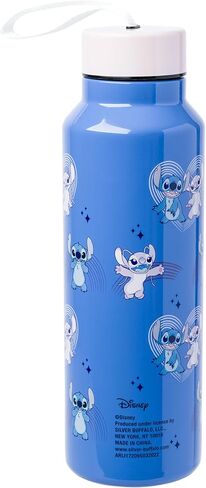 Silver Buffalo Disney Lilo and Stitch Stainless Steel Water Bottle with Strap Featuring Stitch and Angel, 27 Ounces in Saudi Arabia