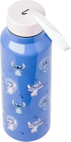 Silver Buffalo Disney Lilo and Stitch Stainless Steel Water Bottle with Strap Featuring Stitch and Angel, 27 Ounces in Saudi Arabia