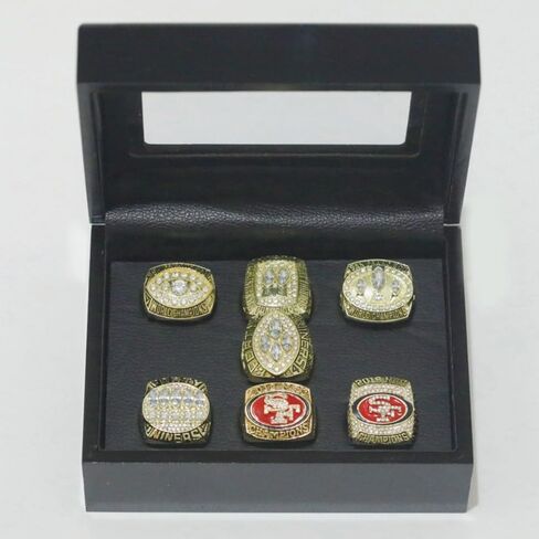 TREASURE FOOTBALL CHAMPIONSHIP RING 49ER 1981 84 88 89 94 12 19 7-TIMES SET & LUXURY BLACK BOX LEGEND VICTORIOUS RARE SPORTS FAN GIFT SERIES - HOLIDAY SHOW COLLECT in Saudi Arabia