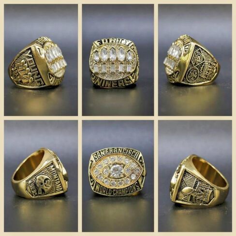 TREASURE FOOTBALL CHAMPIONSHIP RING 49ER 1981 84 88 89 94 12 19 7-TIMES SET & LUXURY BLACK BOX LEGEND VICTORIOUS RARE SPORTS FAN GIFT SERIES - HOLIDAY SHOW COLLECT in Saudi Arabia