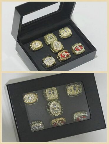 TREASURE FOOTBALL CHAMPIONSHIP RING 49ER 1981 84 88 89 94 12 19 7-TIMES SET & LUXURY BLACK BOX LEGEND VICTORIOUS RARE SPORTS FAN GIFT SERIES - HOLIDAY SHOW COLLECT in Saudi Arabia