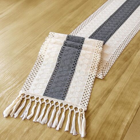 Boho Table Runner with Tassels 48 Inches Long Beige Soft Cotton Farmhouse Rustic Modern Spring Dining Coffee Small Table Runner for Festival Party Home Christmas Decoration in Saudi Arabia