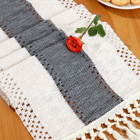 Boho Table Runner with Tassels 48 Inches Long Beige Soft Cotton Farmhouse Rustic Modern Spring Dining Coffee Small Table Runner for Festival Party Home Christmas Decoration in Saudi Arabia