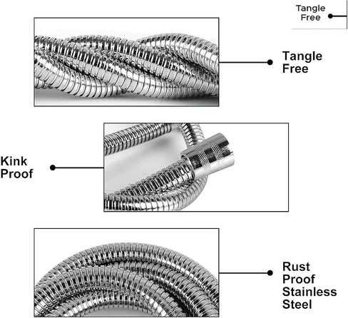 1pc New 1.5M/2M/3M Stainless Steel Flexible Shower Hose(Silver,1.5M) in Saudi Arabia
