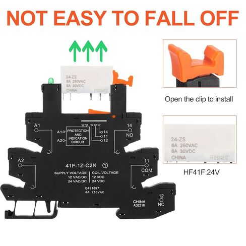 10 PCS Miniature electromagnetic Relay 24V Coil DC/AC ، PLC Relay ، HF41F/24-ZS 5 PIN 1NL in Saudi Arabia