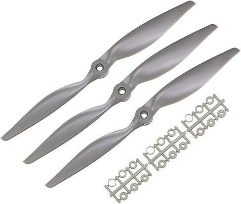 اوكسيل مراوح تعمل بجهاز تحكم عن بعد CW 9x4.5 انش 2 ريشة للطائرة من النايلون رمادي 3 قطع مع حلقات محول in Kuwait