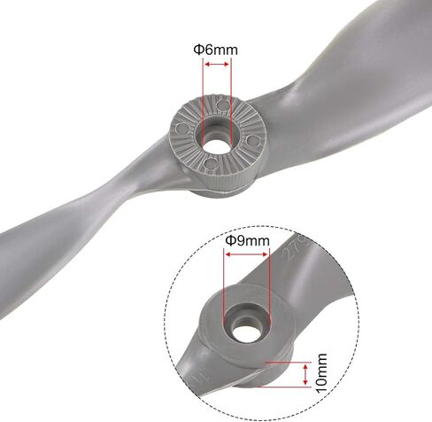اوكسيل مراوح تعمل بجهاز تحكم عن بعد CW 9x4.5 انش 2 ريشة للطائرة من النايلون رمادي 3 قطع مع حلقات محول in Kuwait