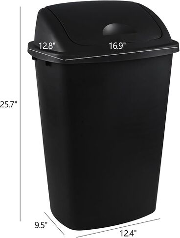 Office Trash Can with Lid, 8 Gallon Kitchen Garbage Can, Plastic Durable Waste and Recycle Bin (Set of 4, Black) in Saudi Arabia