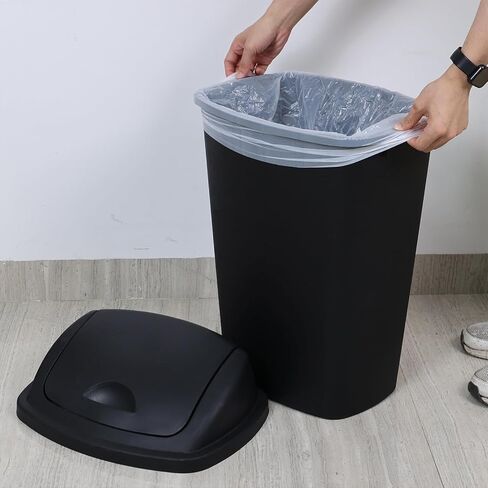 Office Trash Can with Lid, 8 Gallon Kitchen Garbage Can, Plastic Durable Waste and Recycle Bin (Set of 4, Black) in Saudi Arabia