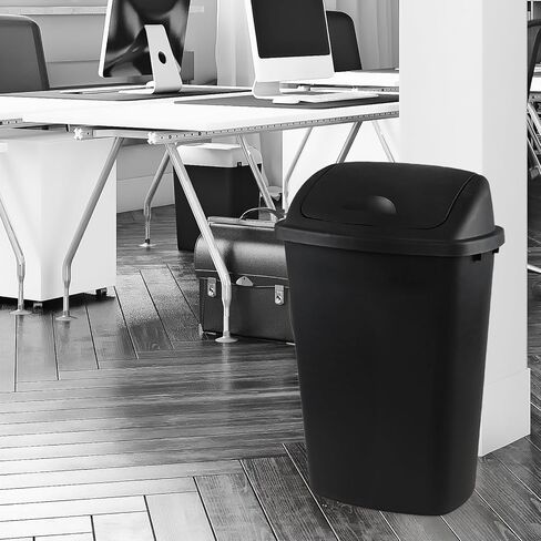 Office Trash Can with Lid, 8 Gallon Kitchen Garbage Can, Plastic Durable Waste and Recycle Bin (Set of 4, Black) in Saudi Arabia