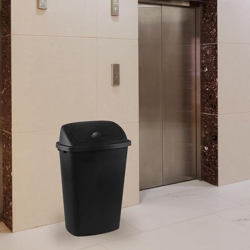 Office Trash Can with Lid, 8 Gallon Kitchen Garbage Can, Plastic Durable Waste and Recycle Bin (Set of 4, Black) in Saudi Arabia