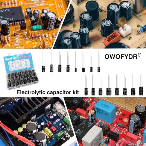 طقم تشويش مكثف 500 قطعة كهربائية-24 قيمًا (0.1μF-1000μF ، 10V/16V/25V/50V)-مثالي لمشاريع DIY ، إصلاح الإلكترونيات والهواة in Kuwait