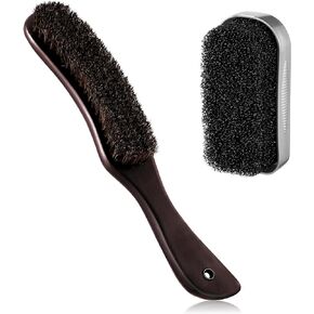 Patelai 2 Pcs Felt Brushes Felt Hat Cleaner Cowboy Hat Brush Cleaning Kit Hat Brush and Cleaning Sponge Set Horse Hair Wood Hat Brush Hat Clean Sponge Polish Felt Brushes(Reddish Brown)