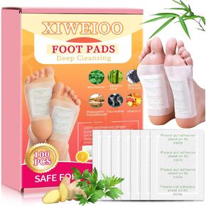 100 PCS Foot Pads, Ginger Premium for Message Deep Cleansing Foot Paches for Stress Relief, Better Rest, Foot Care Patch, Natural Bamboo Vinegar Wormwood Powder Natural Bamboo Boost Energy