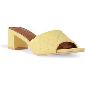 ELLEN TRACY Women's Sandals, Slip on, Holly Block Quilted Heel Mules, Open Toe Design Heeled