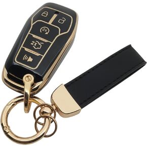360 Degree Soft TPU Protector Key Fob Cover Case Compatible with Ford F150 Fusion Explorer Mustang for Lincoln MKZ/MKC/MKX(FCC ID:M3N-A2C31243300 P/N:164-R7989) 5 Buttons (Red)