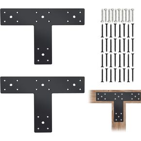 14" x 3" T-Shaped Pergola Hardware Brackets, Heavy Duty Joining Brackets for 4 x 4 or 6 x 6 Lumber, Truss Framing Bracket, Post Mending Plate - 2Pack