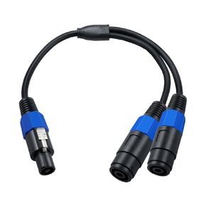 0.5 Meter Speakon Speaker Cable, 22AWG Speakon Splitter, Speakon with Twist Lock, 1 Female Plug Speakon to 2 Male Plugs Speakon Splitter Cable