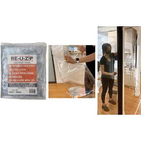 RE-U-Zip® Ultra-Clear Hook & Loop Dust Barrier Kit | Cut-to-Size | Heavy-Duty Reusable & Detachable 12 Mil FR Vinyl (5’x9’)