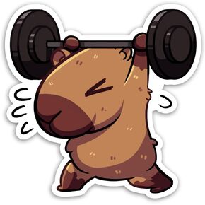 Gym Bro Capybara Sticker, Capybara Gift For Teens, Water Assistant Sticker For Laptop Phone Cases Water Bottles, Funny Capybara Sticker, Funny Capybara Sticker for Women, Capybara Gift (Size 4")