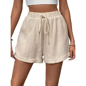 WDIRARA Women's Casual Shorts Drawstring Elastic Waist Knot Track Shorts Summer Beach Shorts