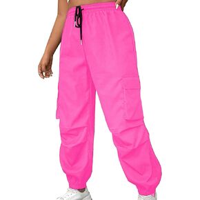 MakeMeChic Women's Plus Size Drawstring Elastic Waist Casual Loose Cargo Pants Trousers