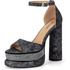 100FIXEO المرأة حجر الراين منصة حذاء بكعب عالٍ مكتنز المفتوحة تو الكاحل حزام مثير أنيقة مريحة متأنق الصنادل الأحذية in Kuwait