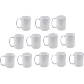 مجموعة 12 قطعة فارغة كبيرة من السيراميك الأبيض التسامي 15 أونصة كوب قهوة ضغط حراري نقل حراري صبغ مطلي لامع in Kuwait