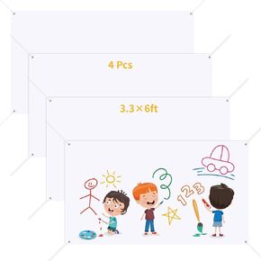4 قطع 3.3 × 6 بوصات لافتة كبيرة فارغة من البوليستر مع حبل تعليق لسهولة تعليق لافتات DIY للديكور الداخلي والخارجي والمكاتب والحفلات in Kuwait