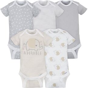 Gerber Baby 5 Pack Onesies, Elephant, NB